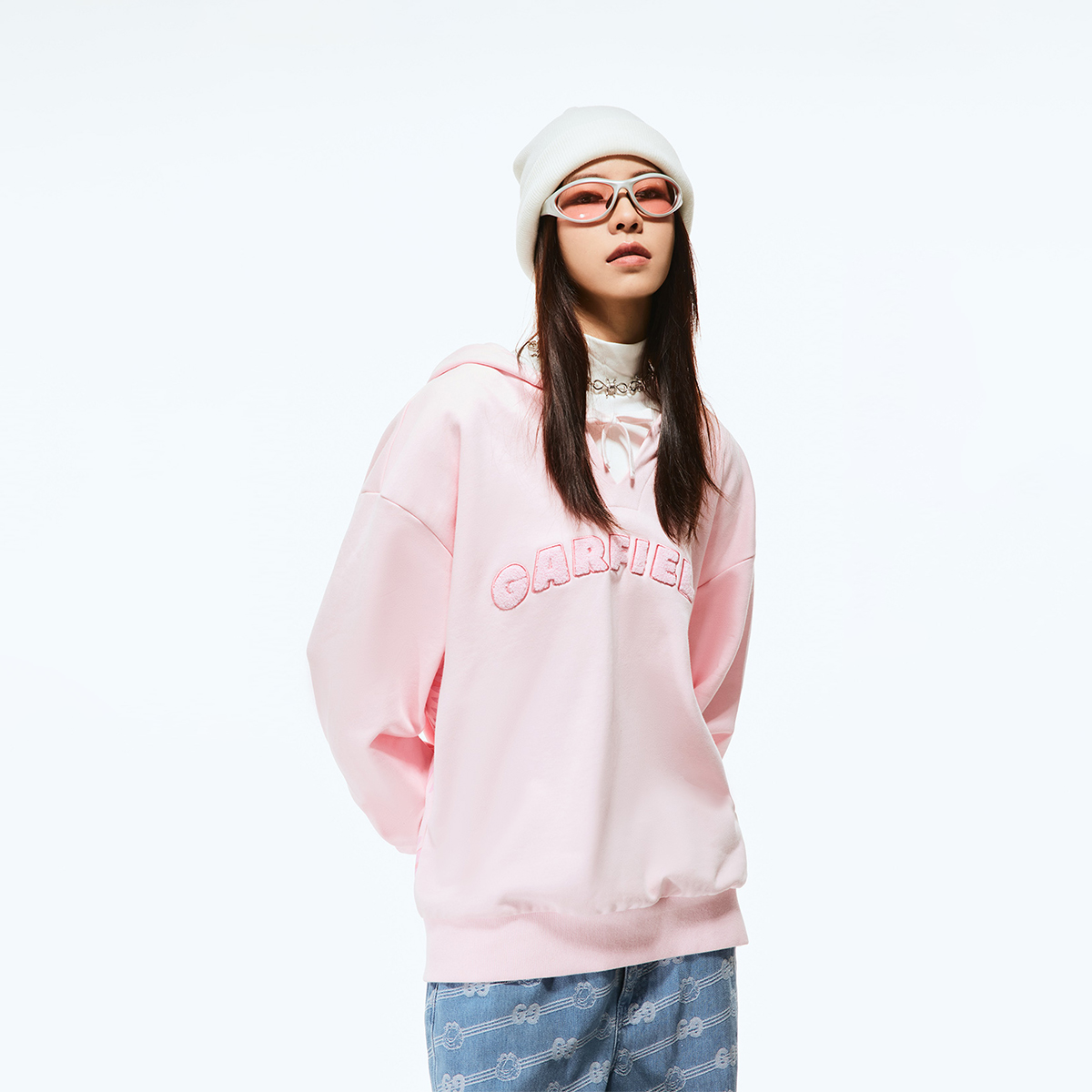 Fun潮牌连帽卫衣男女同款2025年秋季新款加菲猫联名休闲套头外套