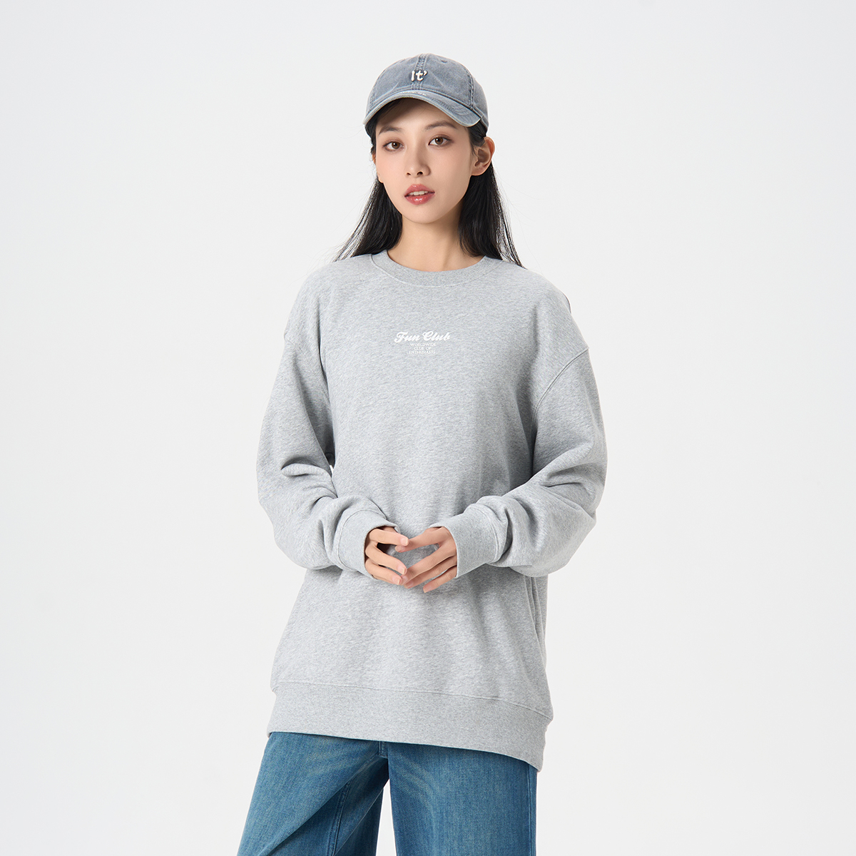 Fun潮牌圆领卫衣男女同款2025年秋季新款简约百搭休闲套头外套