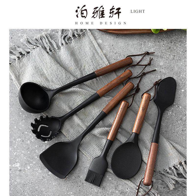 泊雅轩 食品级硅胶厨具木柄锅铲不粘锅专用炒菜铲子家用汤勺饭勺