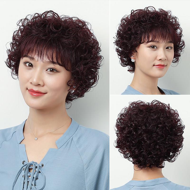 采购产品假发，妇女与短头发，中老年真正的头发假发，为妈妈和女