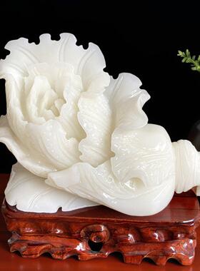 天然玉石白菜摆件招财玉白菜客厅家居柜台装饰品店铺开业送礼百财