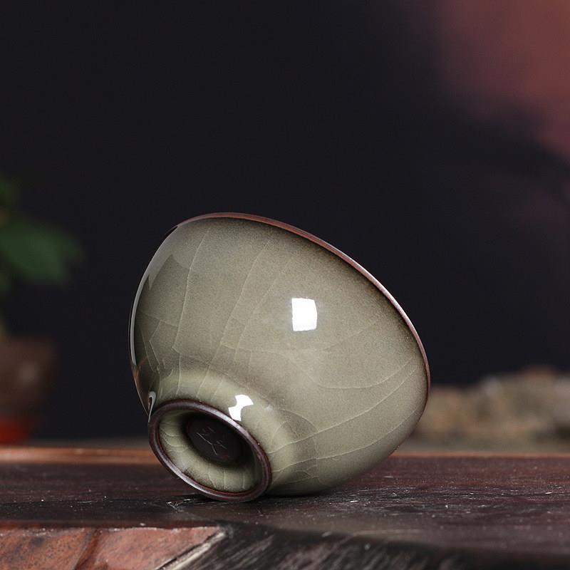 青瓷铁胎手工品茗杯哥窑龙泉陶瓷冰裂主人杯单杯功夫茶杯茶碗茶具