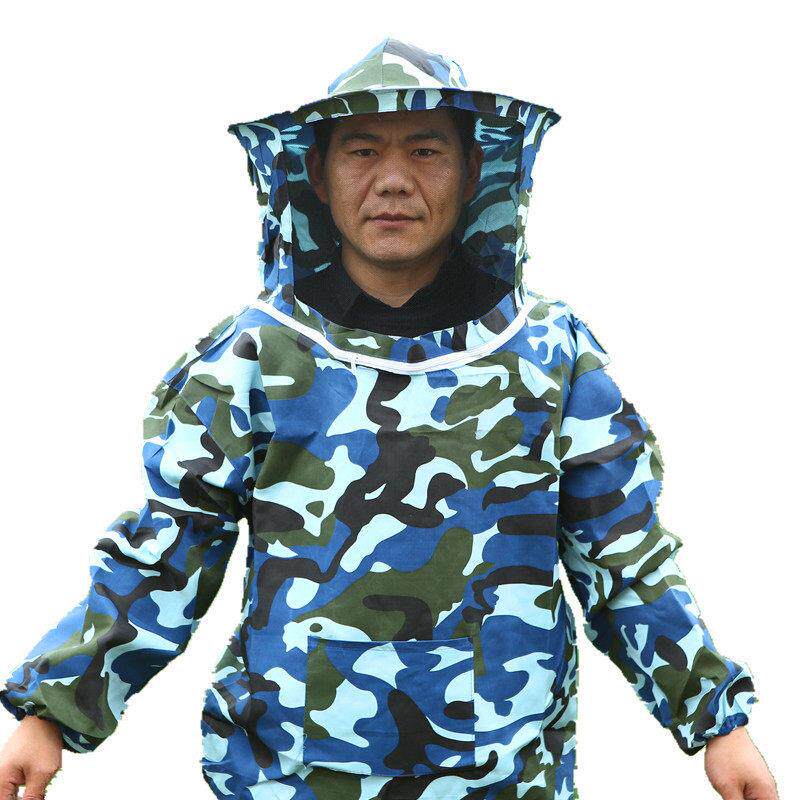 进口2024新款蜂衣蜂帽加厚迷彩蜜蜂防护服海军蓝防蜂罩衣养蜂工具