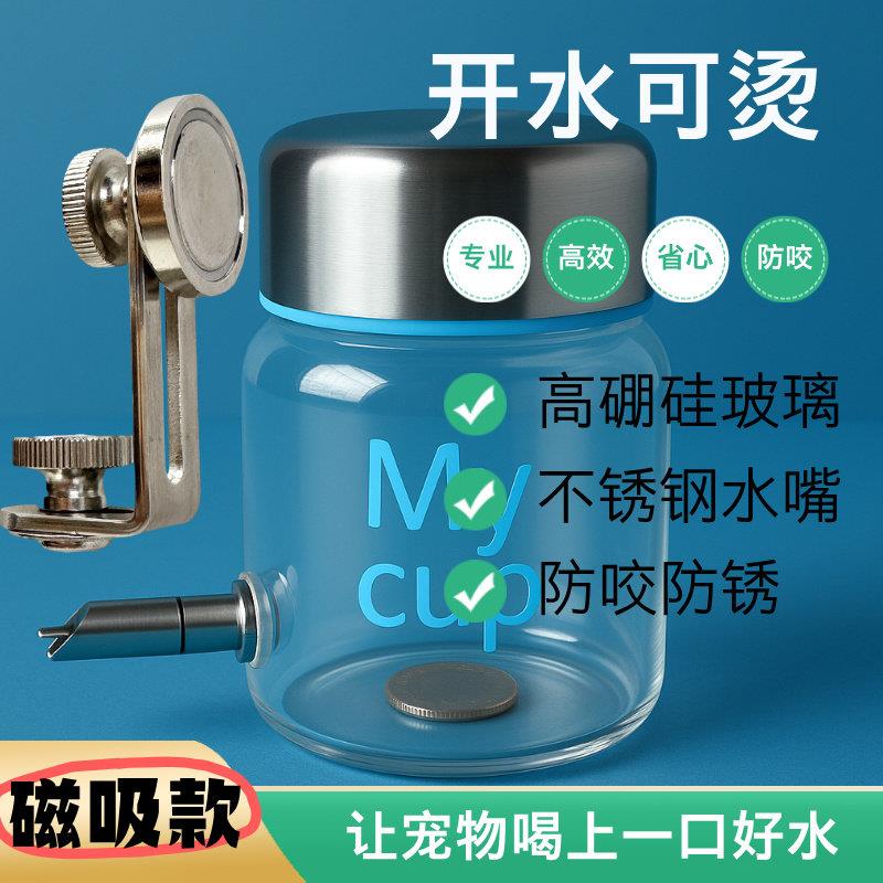 150毫升磁吸款304不锈钢撞针水壶龙猫鹦鹉小宠喂水器自动饮水壶