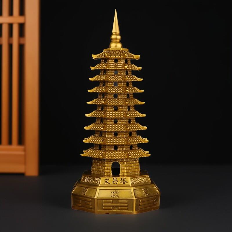 纯铜文昌塔摆件九层13层八卦文昌塔铜塔装饰礼品家居书桌风水摆设