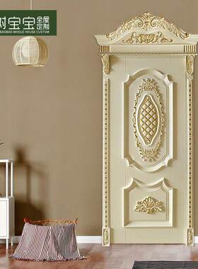 树宝宝欧式描金木门豪华雕花卧室门描银套装门实木复合烤漆室内门