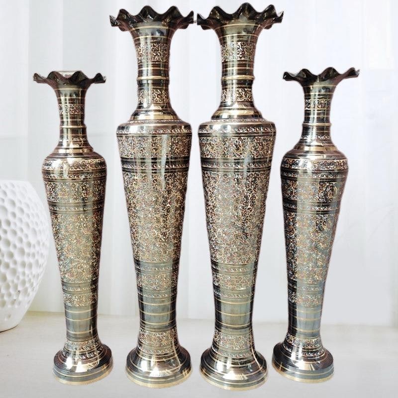 大落地铜花瓶摆件巴基斯坦铜器欧式公司酒店大厅装饰工艺品包邮