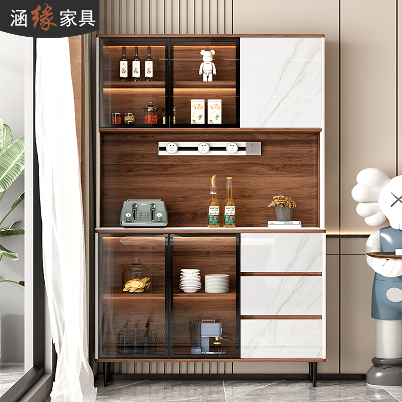 轻奢岩板超薄餐边柜窄型25cm高柜厨房置物架家用收纳餐具置物酒柜