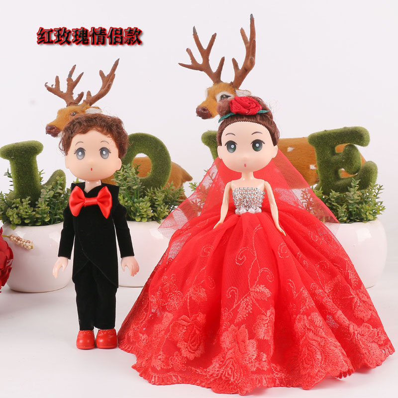 婚车娃娃一对插件结婚装饰用品情侣婚纱公仔对婚车花小人娃娃玩偶