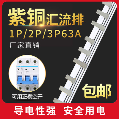 汇流排2p3p1p接线端子空气开关63a三相断路器电气单相配电箱紫铜