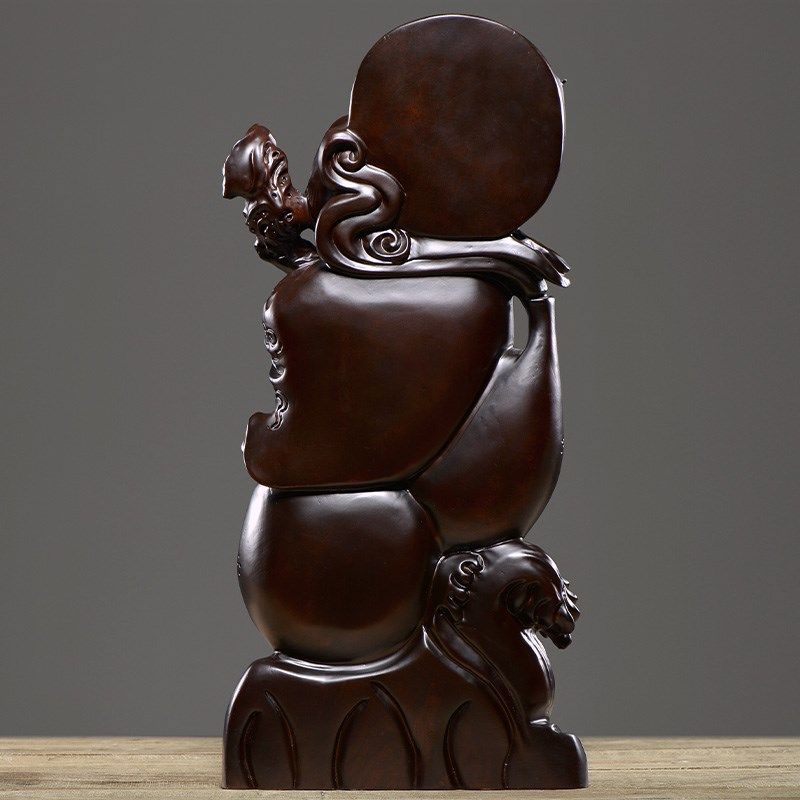 黑檀木雕老寿星公寿翁摆件实木质工艺品家居装饰生日祝寿贺寿礼品