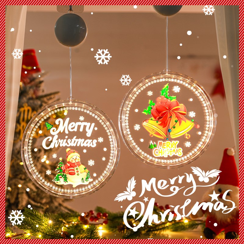 merry christmas吸盘挂件灯圣诞节店铺玻璃橱窗氛围装饰布置用品