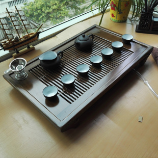抽屉式 茶盘家用托盘实木排储水式 茶台简约茶海迷你茶具沥水茶托盘