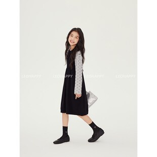 LEOHAPPY女童连衣裙春秋款儿童包芯纱无袖毛织裙大童洋气背心裙