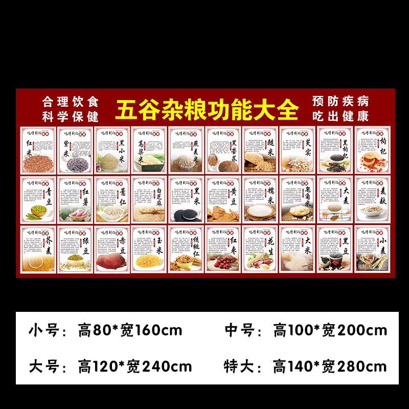 新品水果蔬菜干果五谷杂粮功效大全营养介绍超市广告画墙贴纸包邮