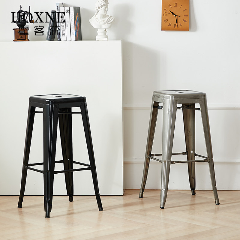 霍客森定制凳子金属方凳矮吧椅红色黑色时尚简约吧凳65CM餐厅凳子