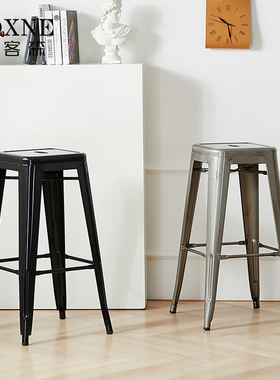霍客森定制凳子金属方凳矮吧椅红色黑色时尚简约吧凳65CM餐厅凳子