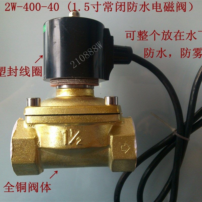 2W400-40 220V 1寸半防水水阀 1.5寸防水电磁阀 2A-40 喷泉室外用