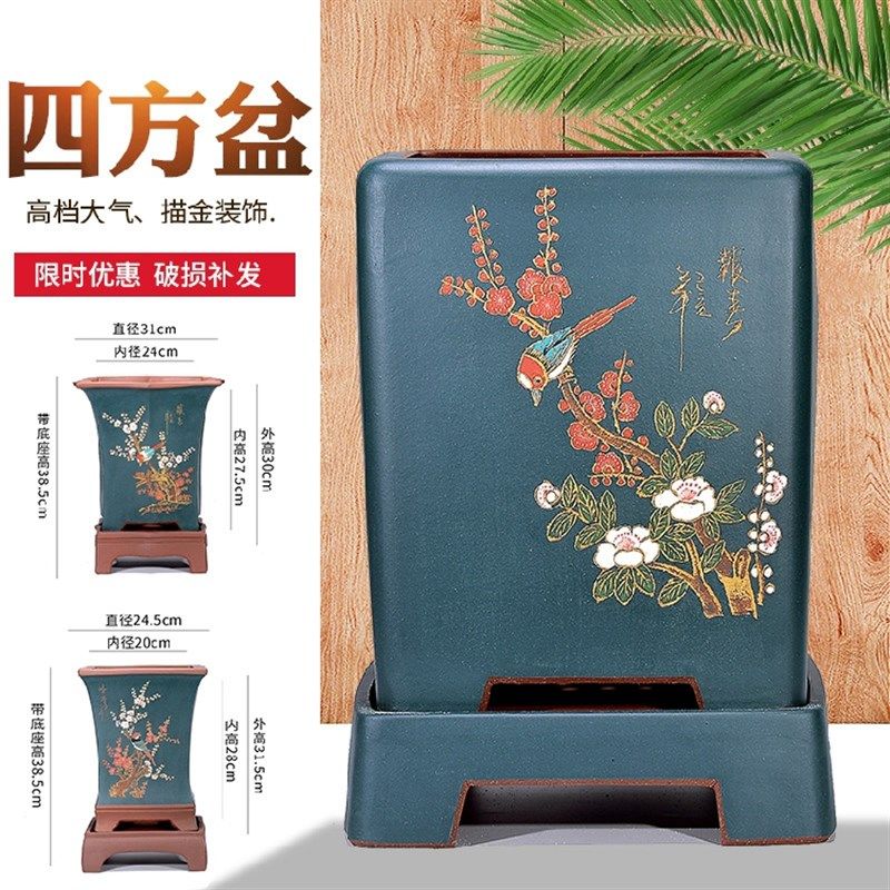 特大紫砂花盆兰花盆四方花盆君子兰花盆高花盆陶瓷花盆兰花专用盆,鲜花速递/花卉仿真/绿植园艺,花盆,淘宝优惠券,粉丝福利购,淘宝优惠卷