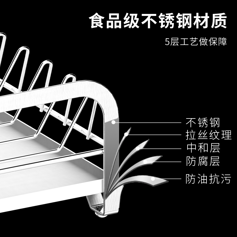 不锈钢碗碟收纳架厨房置物架盘子碗盘沥水碗架橱柜内置筷子收纳盒