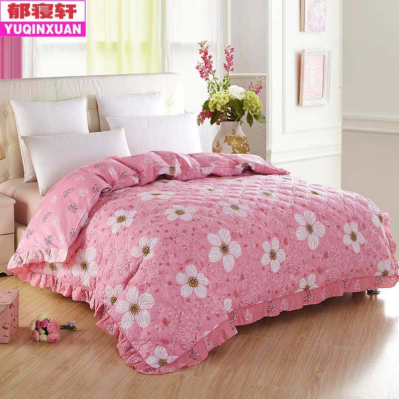 全棉夹棉被套单件加棉绗缝空调夏被花边加厚双人被罩被子纯棉6x7