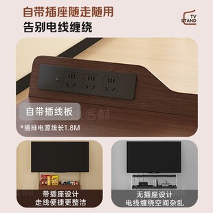 全实木可移动电视机柜客厅家用小户型中古风落地收纳储物电视支架