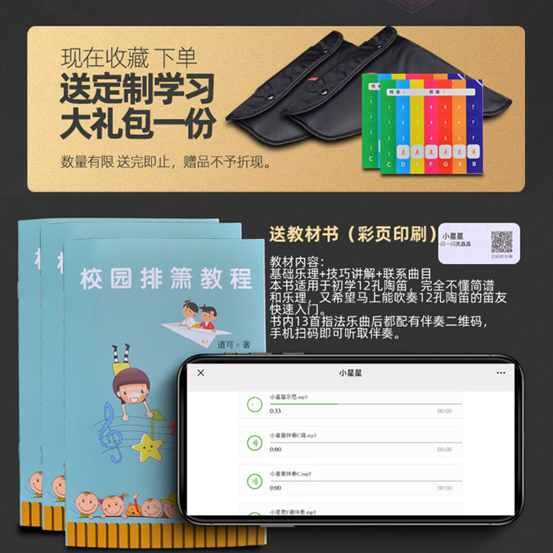 易学16管18管排箫初学者入门排笛儿童中小学生演奏级民族C调