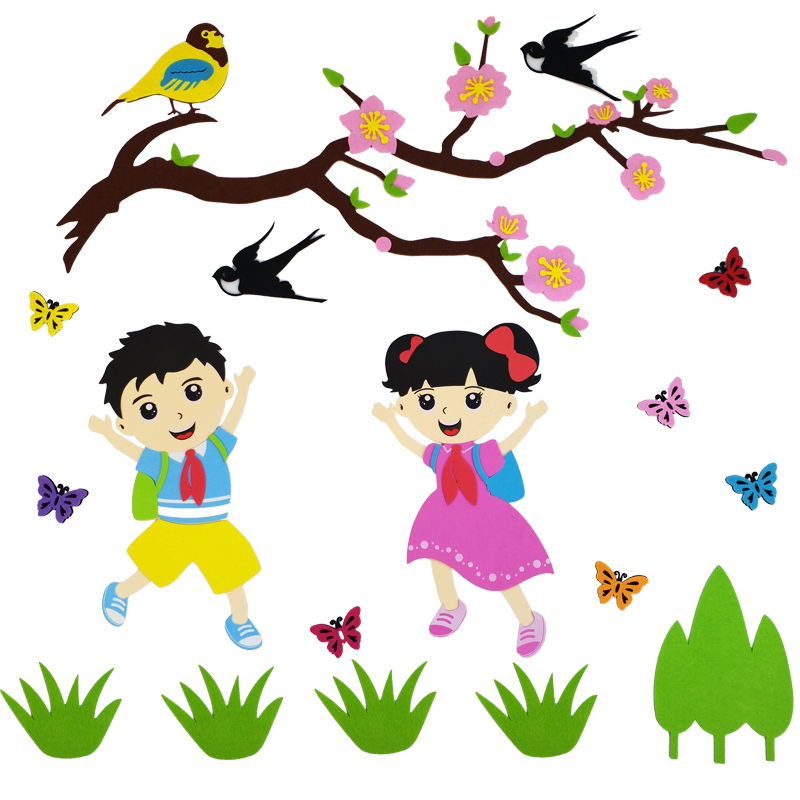 幼儿园装饰品教室墙面黑板报文化贴画儿童房环境布置卡通立体墙贴图片