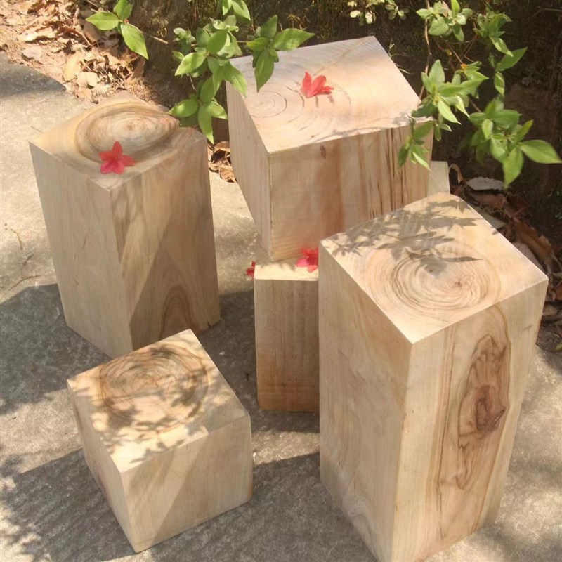 香樟木方木桩木墩根雕床头置物木凳
