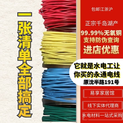 千岛湖永通牌电线平方铜紫铜单单股硬线