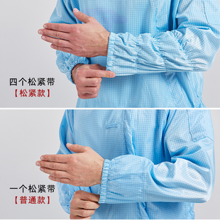 防静电服网格斜拉链连体全身百级无尘服洁净防尘带帽连面罩工作服