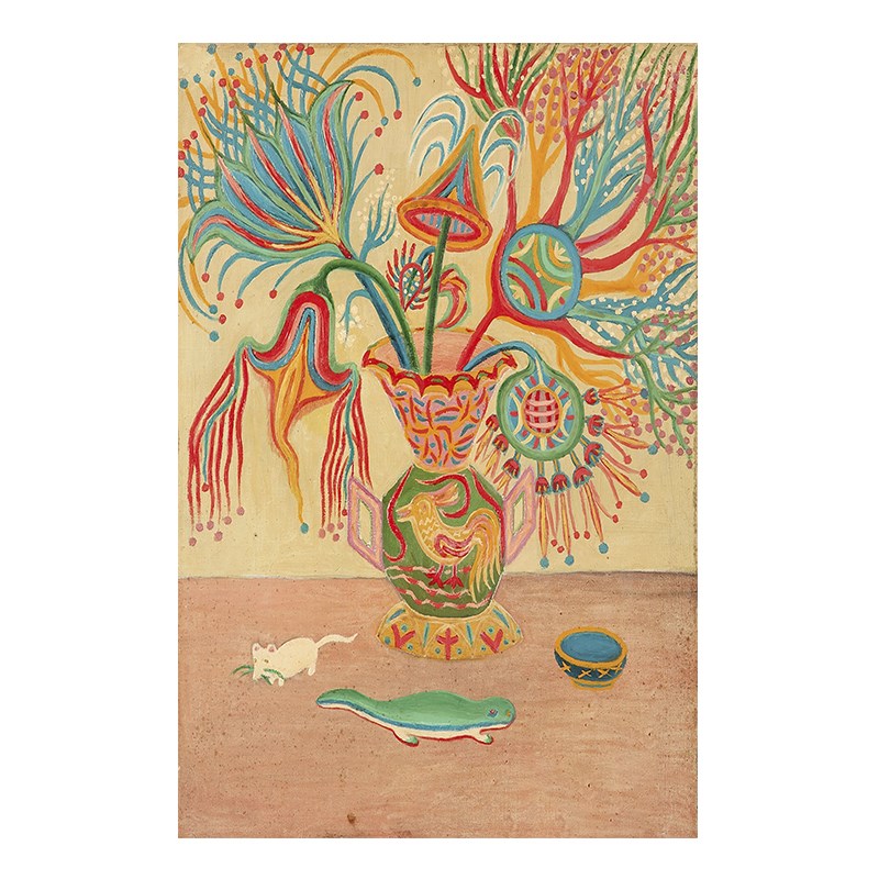 客厅餐厅小众艺术抽象静物动物装饰挂画玄关背景墙中古风手绘油画图片