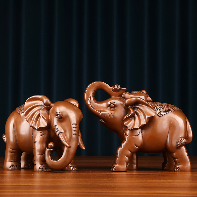 紫铜大象一对财福对象家居办公室公司装饰品摆设乔迁业礼品