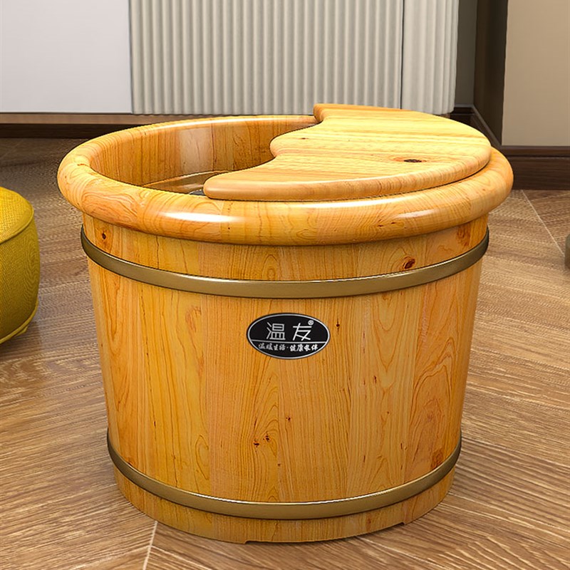 泡脚木桶家用30cm高木盆洗脚盆保温泡脚桶实木洗脚木桶木质足浴盆