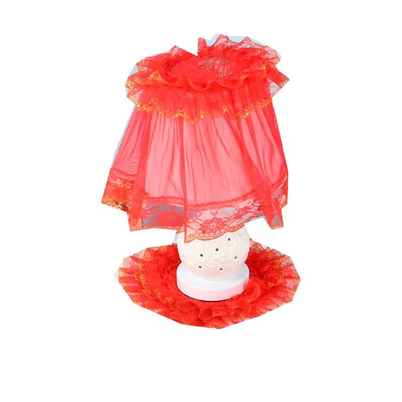 现代红色 盖布艺蕾丝田园床头灯壁灯台 灯防尘布定制刺绣,居家布艺,万能盖巾,淘宝优惠券,粉丝福利购,淘宝优惠卷