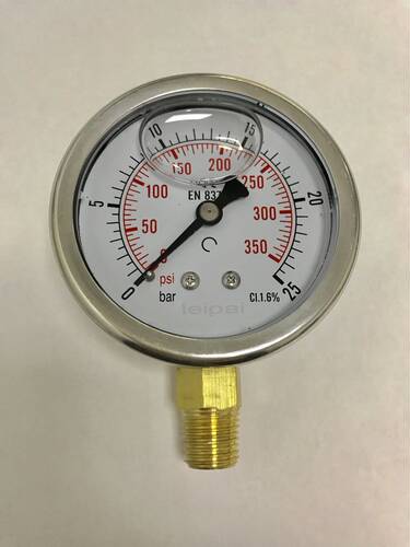 压力表25bar 350psi 螺纹1/4ZG 55度*19牙 直径68mm (背面61mm)