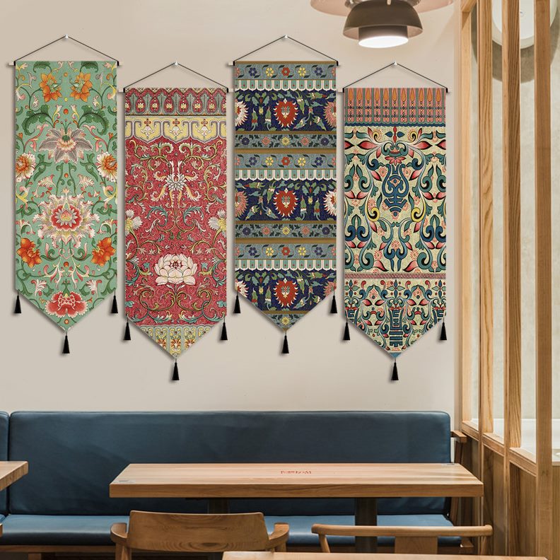 中式布艺装饰挂毯酒店客厅中国风民宿馆餐民族风挂画挂画布艺走廊图片