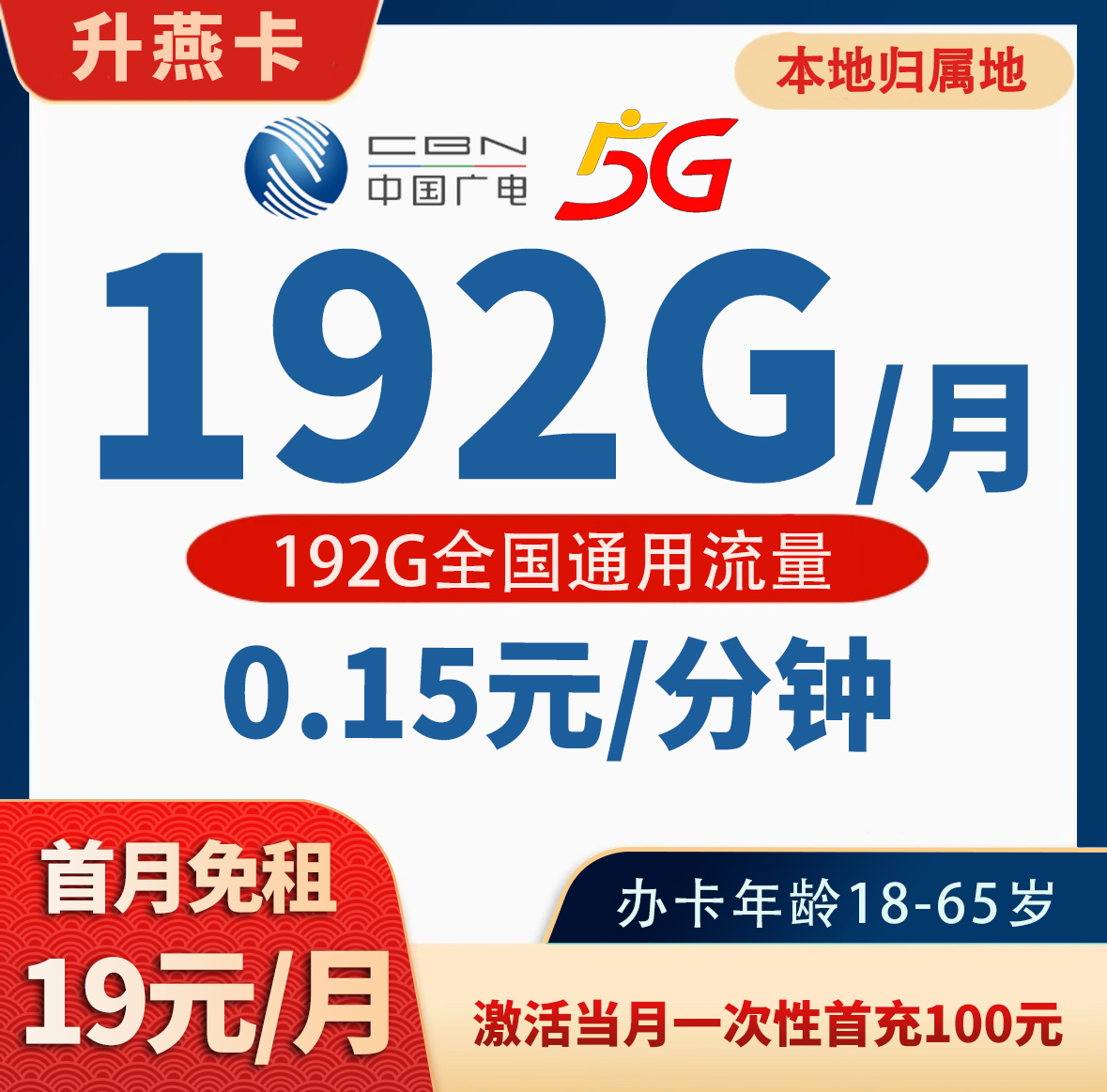 广电流量卡手机卡不限速全国通用大流量卡电话卡5g无线限低月租