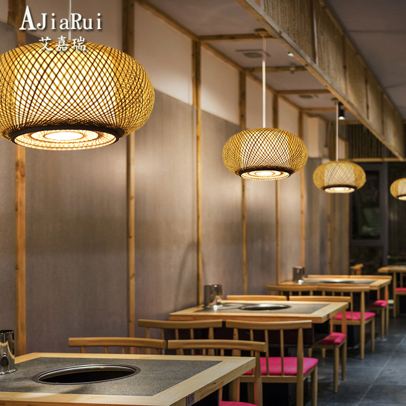 新中式竹编吊灯餐厅饭店火锅店专用包间酒店民宿茶室日式禅意灯具