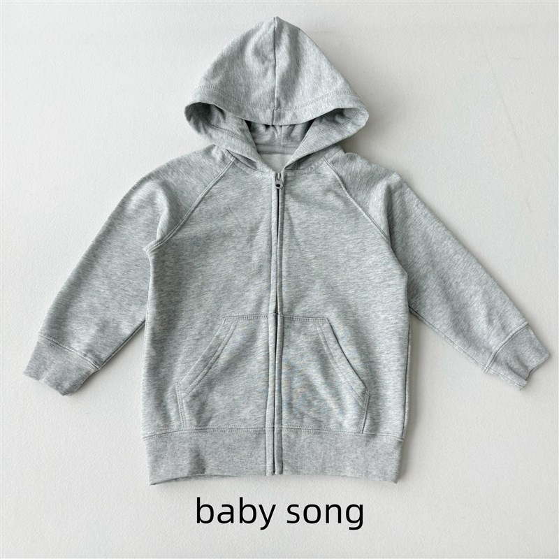 日单100-160男女宝中大儿童纯棉毛圈2024新款拉链连帽外套卫衣