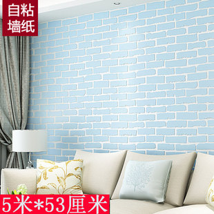 无纺布自粘墙纸复古文化砖白色白砖纹砖块服装店面餐厅背景墙壁纸