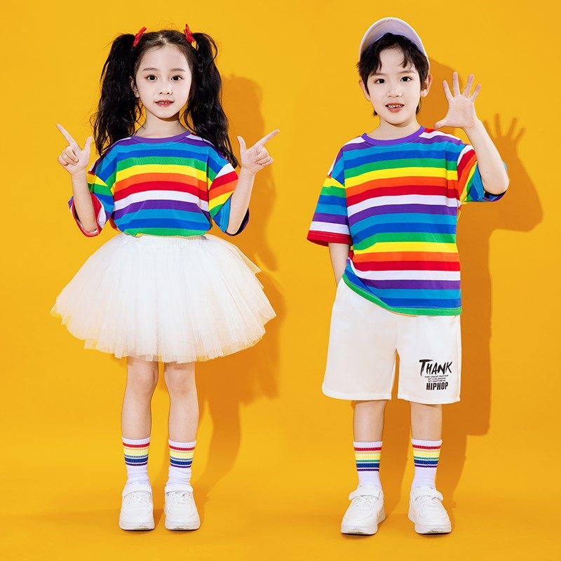 六一儿童演出服公主裙套装彩虹幼儿园蓬蓬裙纱裙女童啦啦操表演服,童装/婴儿装/亲子装,儿童演出服,淘宝优惠券,粉丝福利购,淘宝优惠卷