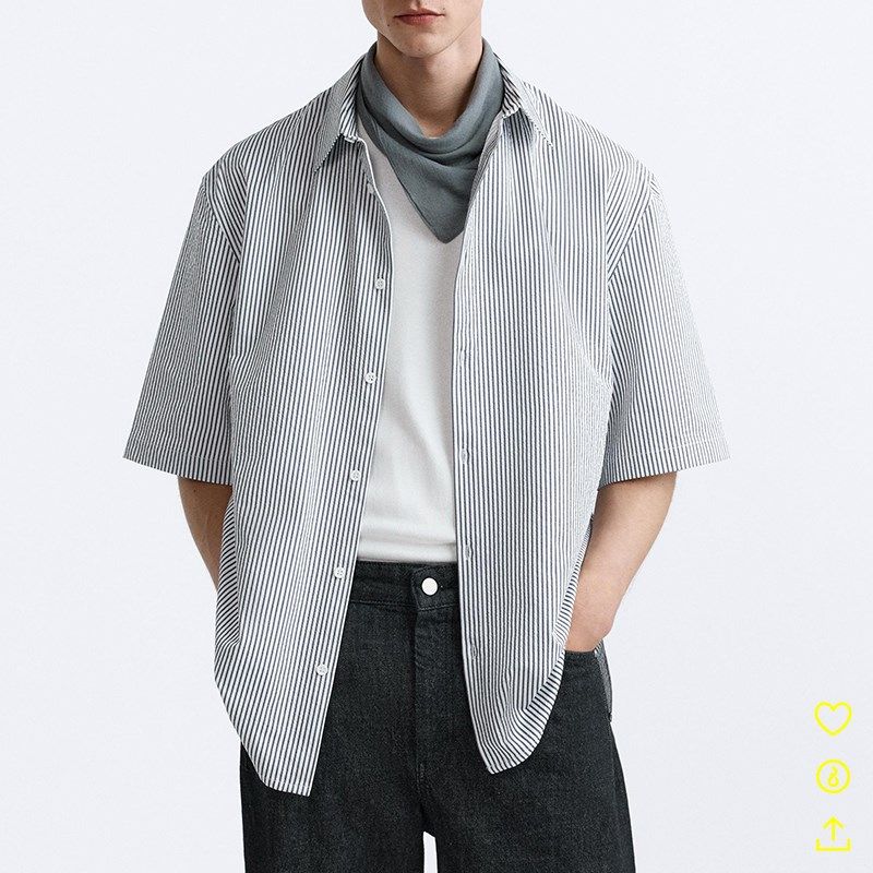 柜319!24夏季男装美式宽松衬衣泡泡纱休闲短袖衬衫7380566 104,男装,衬衫,淘宝优惠券,粉丝福利购,淘宝优惠卷