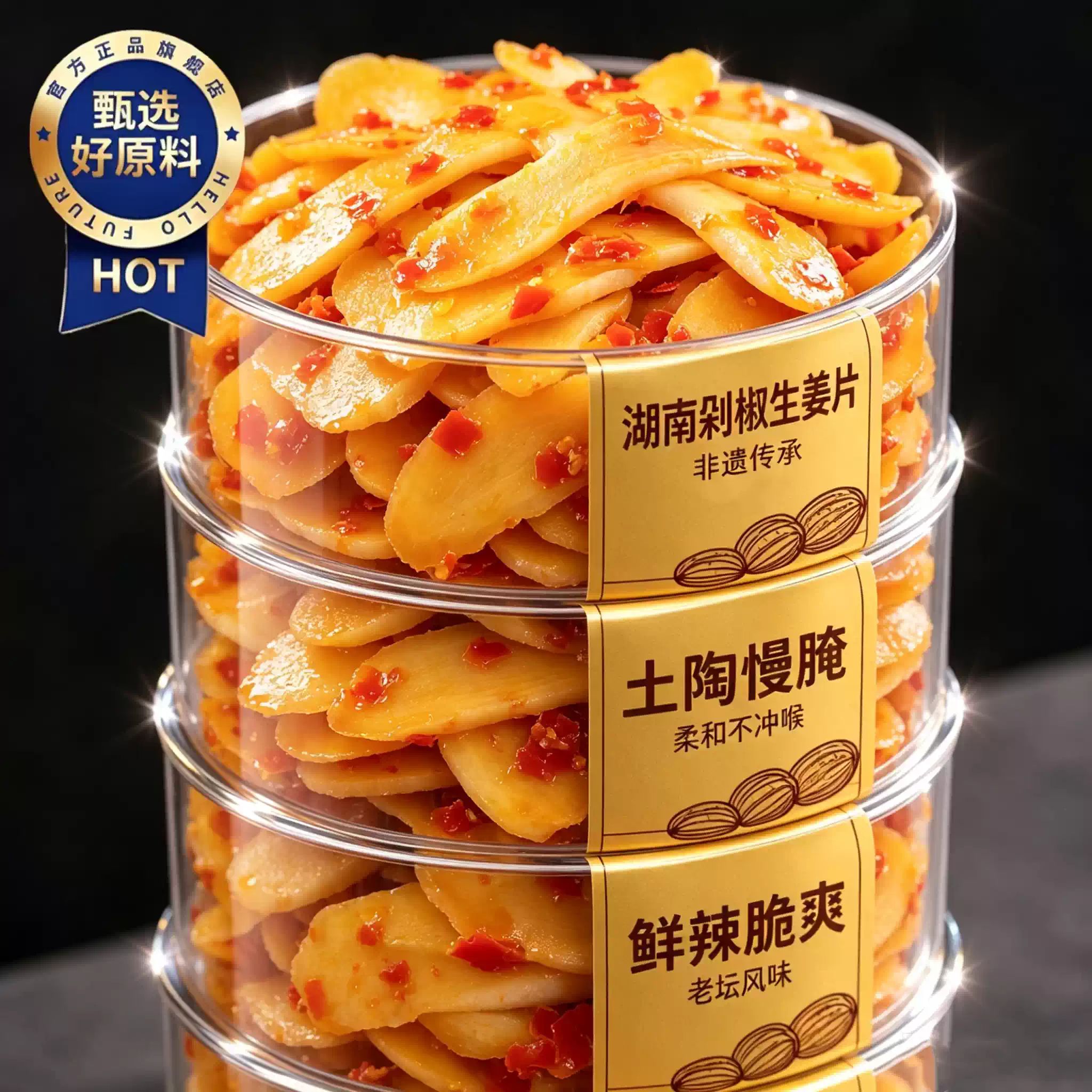 正宗剁椒生姜片湖南特产生姜腌制泡姜嫩姜芽下饭菜开胃菜泡菜酱