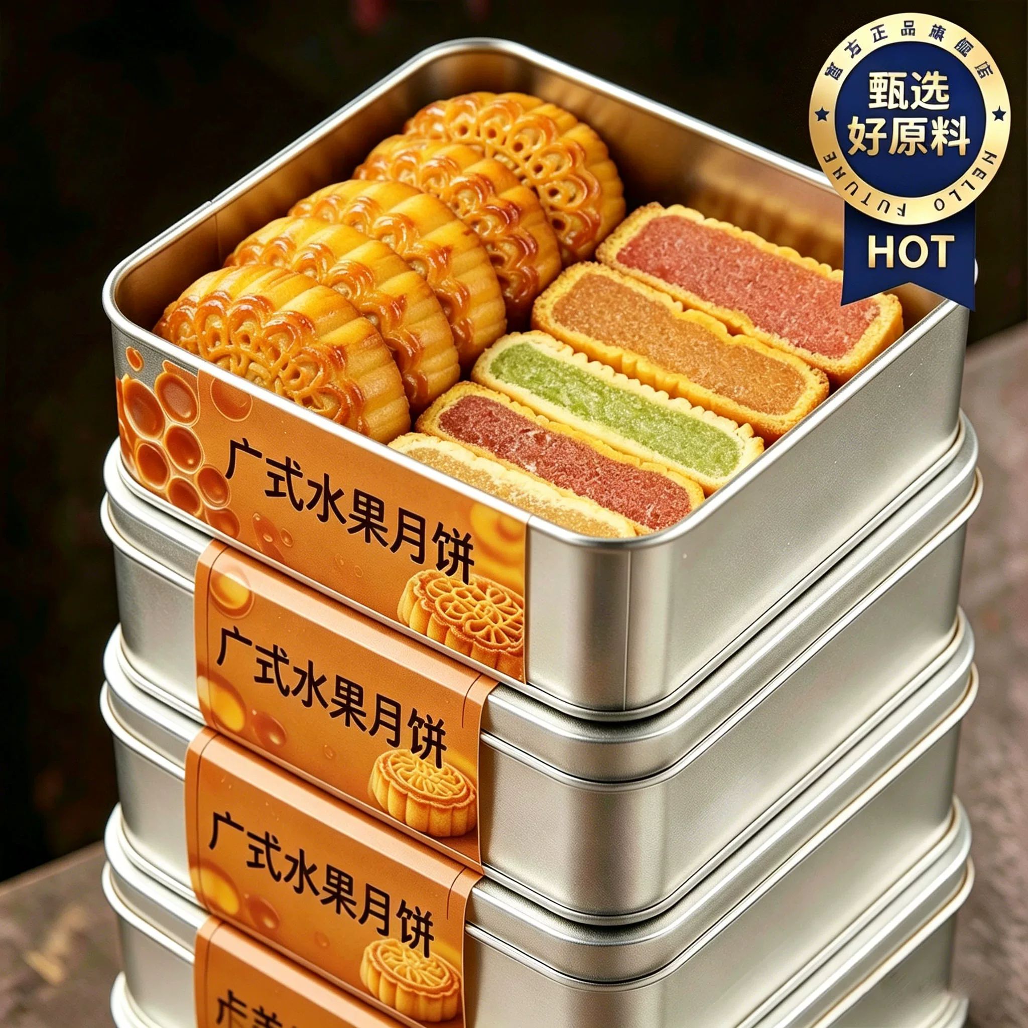 广式水果味月饼多种果味月饼零食独立包装传统中式糕点中秋节送礼
