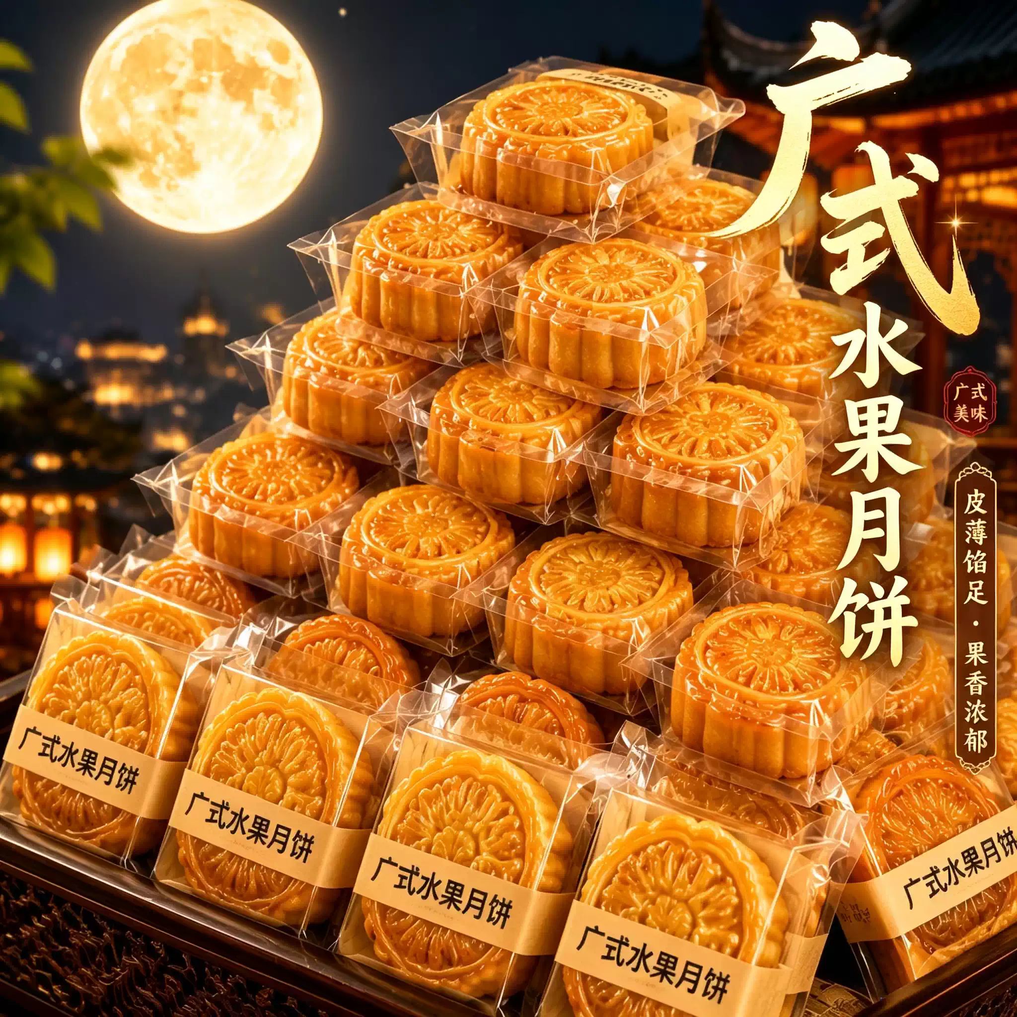 水果味月饼礼盒装广式水果味小月饼散装多口味中秋送礼批发旗舰店