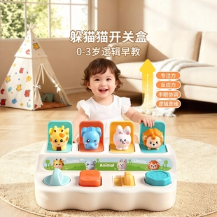 躲猫猫开关盒婴幼儿因果关系1-3岁宝宝2早教益智弹出式机关类玩具