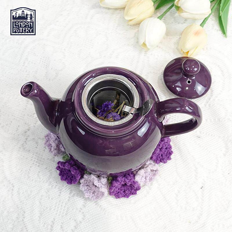 LondonPottery田园莓紫色英式陶瓷茶壶带滤网小清新下午茶泡茶壶