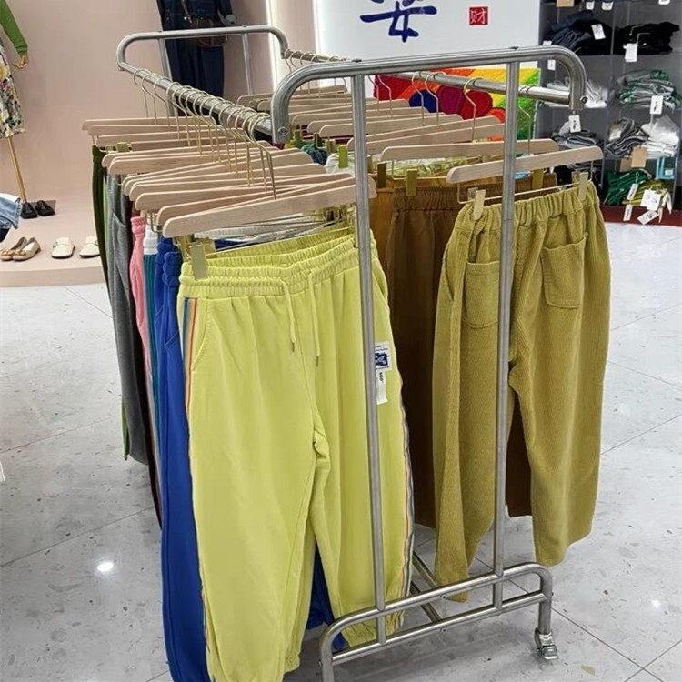 服装店不锈钢落地展示架男女装双杆挂衣架双杠中岛架陈列架婚纱架