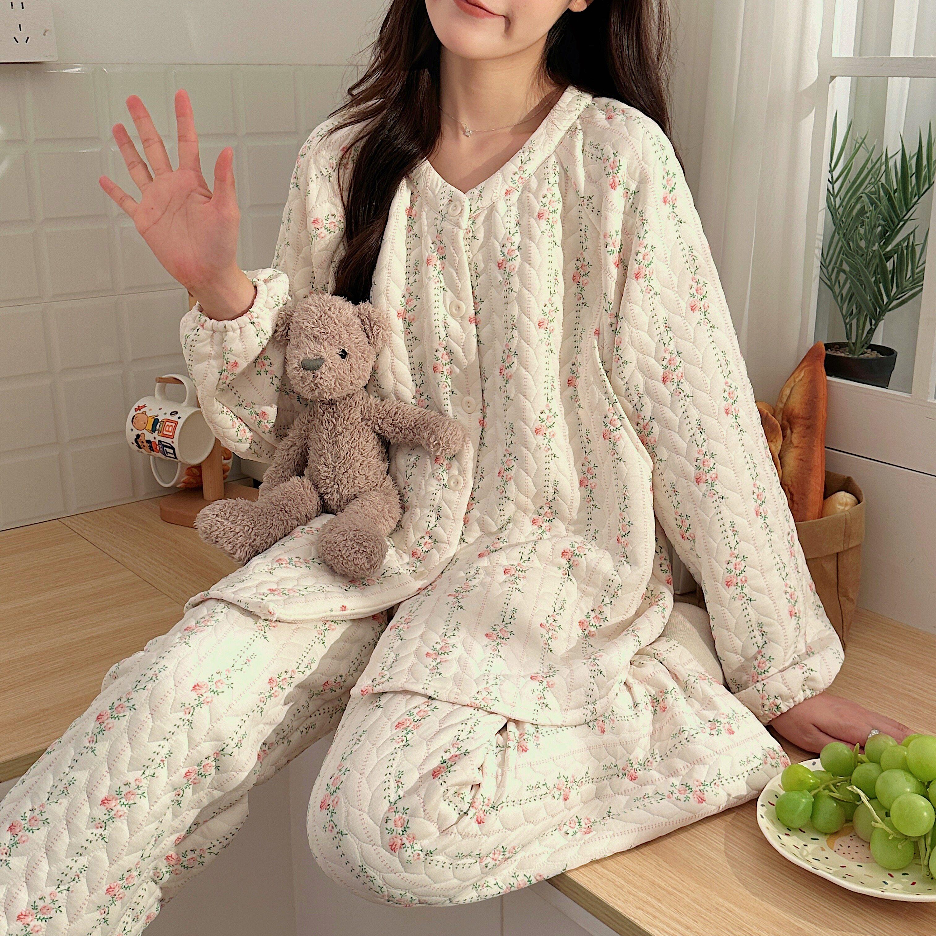 月子服秋冬产后空气棉孕妇睡衣春秋产妇家居服哺乳期喂奶长袖套装